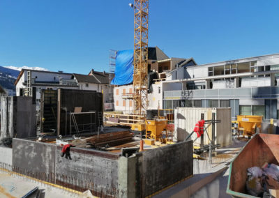 Baufortschritt des Wohnbauprojekts am Raiffeisen Quartierplatz Schwaz - 25.03.2020